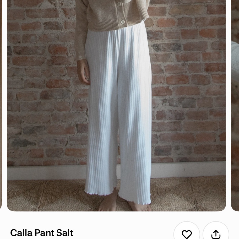 Calla Ribbed Wide-Leg Pants in Salt